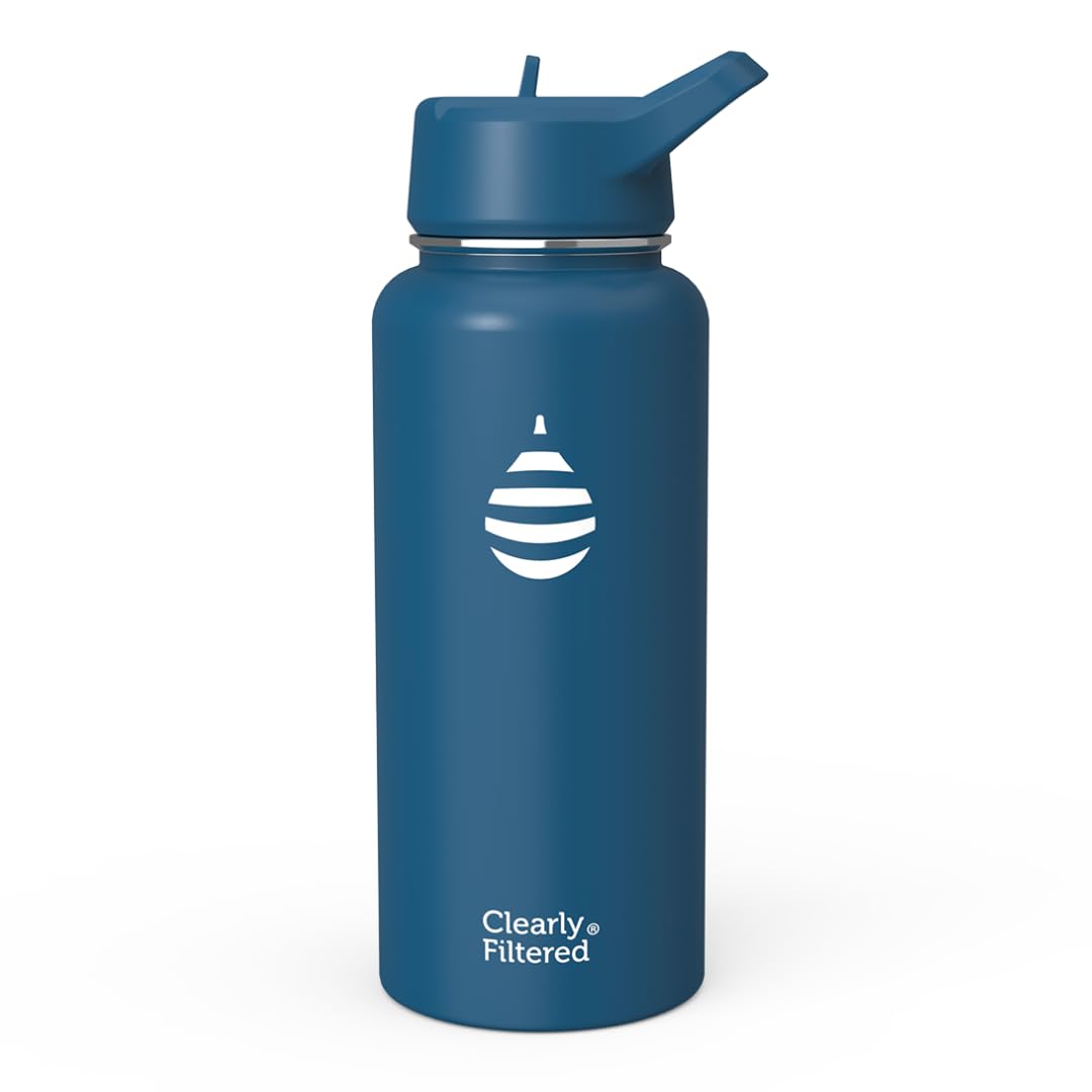 Clearly Filtered Water Bottle | Removes 220+ Contaminants, Double-Wall Insulated Stainless Steel, BPA/BPS Free, Phthalate Free, Filters Flouride Lead Chlorine (32oz, Mint)