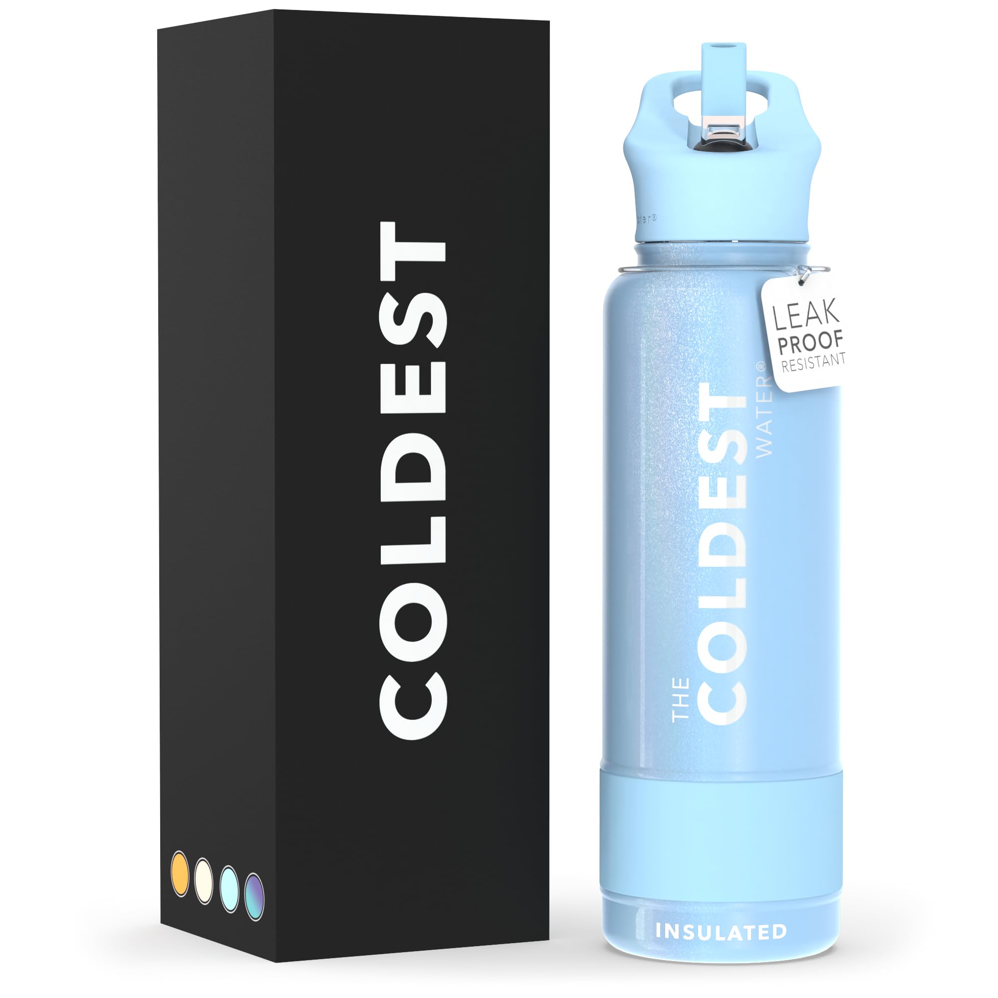 Coldest Insulated Water Bottle with Straw Lid - Stainless Steel Metal Insulated Bottle for Men & Women (Terraform Green, 64 oz)