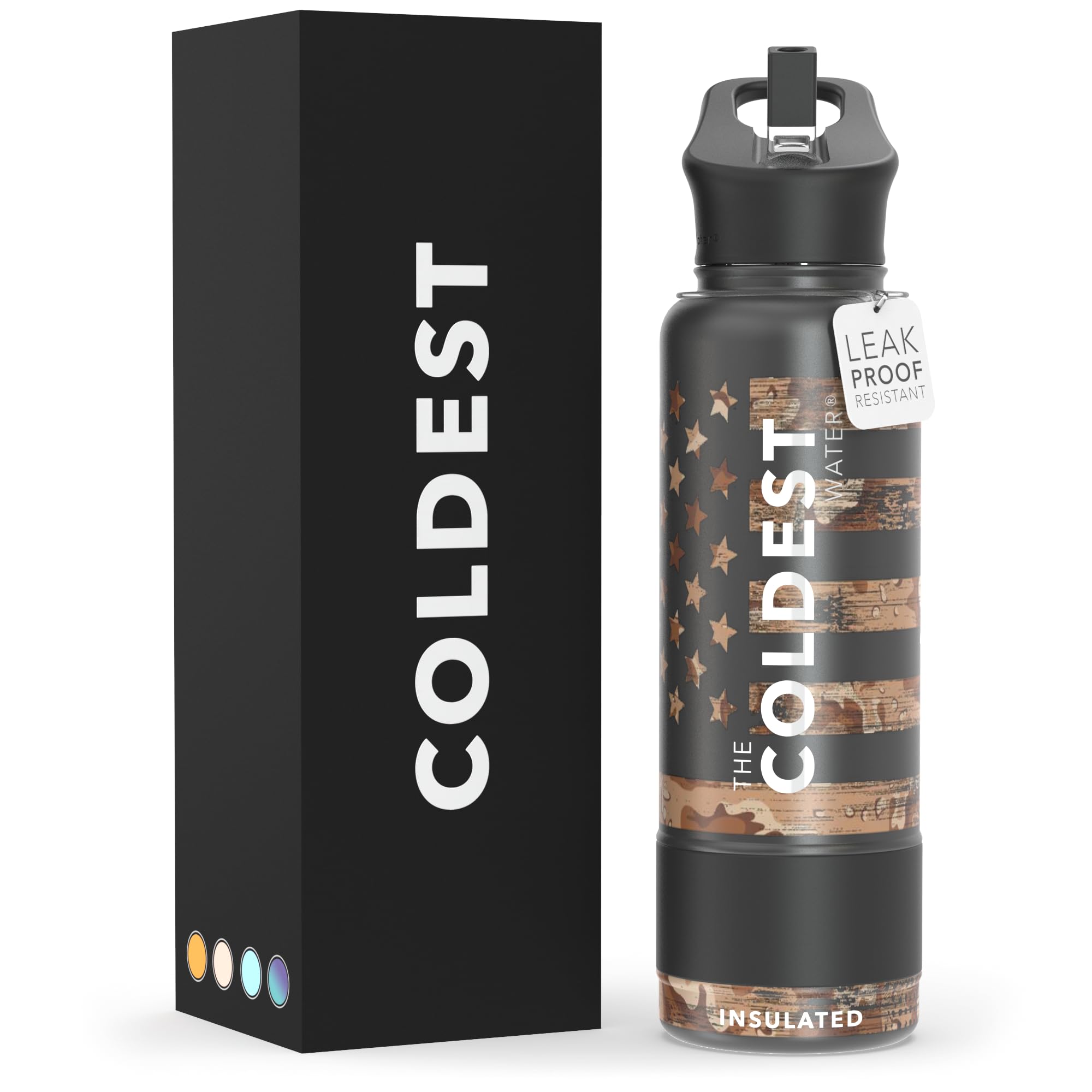 Coldest Insulated Water Bottle with Straw Lid - Stainless Steel Metal Insulated Bottle for Men & Women (Terraform Green, 64 oz)