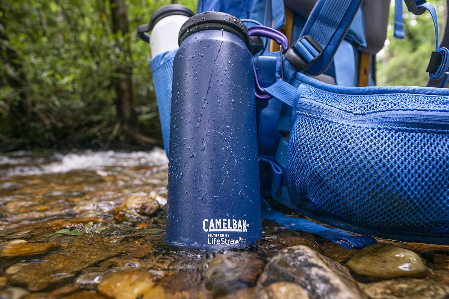 CamelBak eddy+ Water Filter Water Bottle by LifeStraw Integrated 2-Stage Filter Straw - For Hiking, Backpacking, Travel, and Emergency Preparedness - 32oz Vacuum Insulated Stainless Steel, Black
